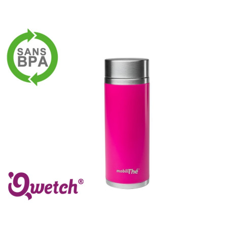 Théière isotherme inox Qwetch 300ml - mug thermos, rose magenta