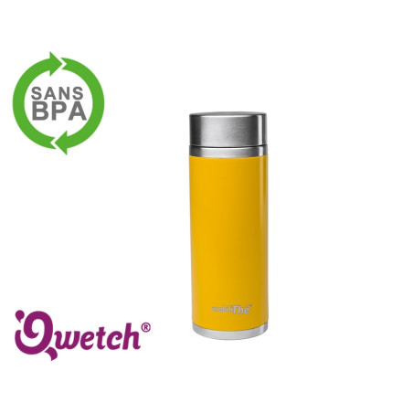 Théière isotherme inox Qwetch 300ml - mug thermos, jaune / orange