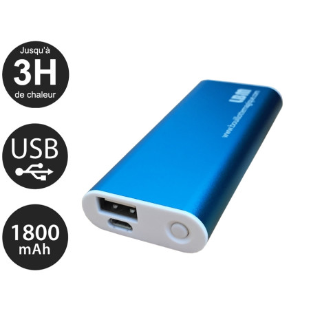 Bouillotte de mains rechargeable bleue