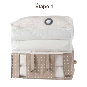 Housse de rangement sous vide 210L Pois blancs