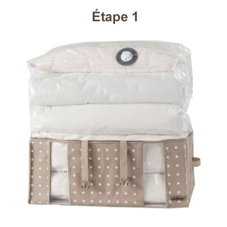 Housse de rangement sous vide 210L Pois blancs
