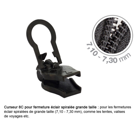 Curseurs fermeture éclair GM spirales 8C