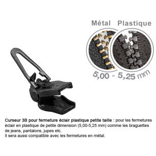 Curseurs fermeture éclair PM plastique 3B