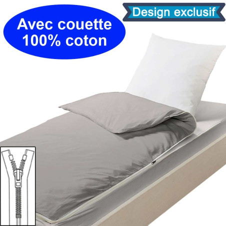 Couchage avec couette 95x145 Gris