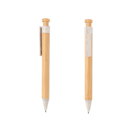 5 stylos en bambou avec clip