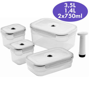 4 boîtes sous vide rectangulaires Aspifresh