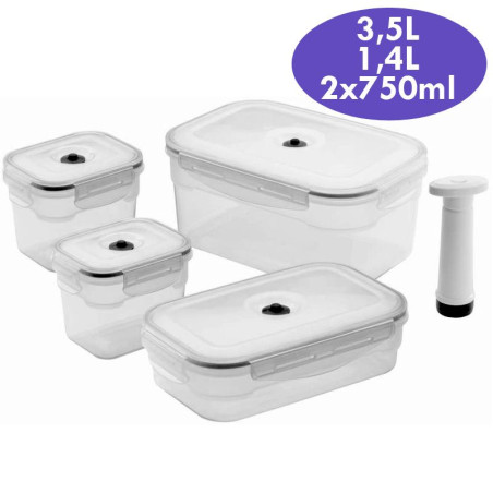 4 boîtes sous vide rectangulaires Aspifresh
