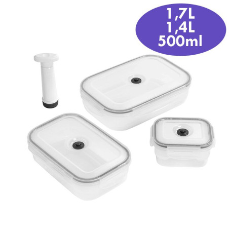 3 boîtes sous vide rectangulaires