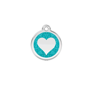 Médaille chien personnalisable Paillettes Cœur