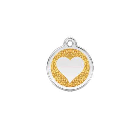 Médaille chien personnalisable Paillettes Cœur