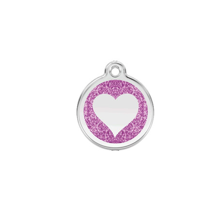 Médaille chien personnalisable Paillettes Cœur