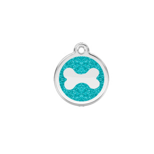 Médaille chien personnalisable Paillettes Os