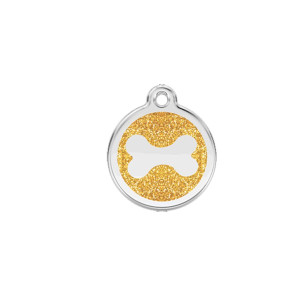 Médaille chien personnalisable Paillettes Os