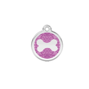 Médaille chien personnalisable Paillettes Os