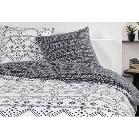 Housse zippée 240X260 Ethnik blanc et noir