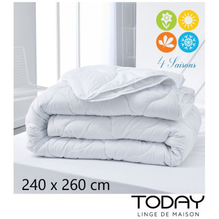 Couette 4 saisons 240x260 unie blanche douce