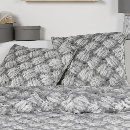 Parure de lit 2 personnes 220X240 Flanelle gris clair