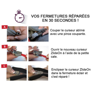 Zlideon curseurs pour fermeture plastique petite taille