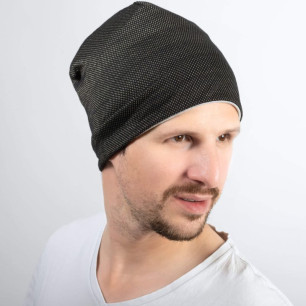 Beanie anti-ondes Réversible noir et gris