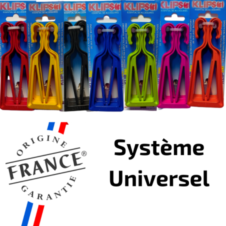 Porte-skis facile Klipski, crochet fixation skis, chaussures et bâtons