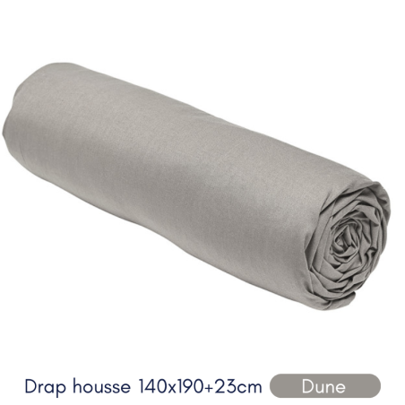 Drap Housse 140X190+23 2 personnes Coton 57 fils Dune