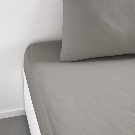 Drap Housse 140X190+23 2 personnes Coton 57 fils Dune