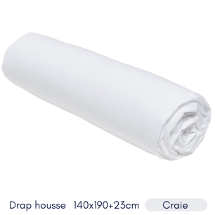 Drap Housse 140X190+23 2 personnes Coton 57 fils Craie