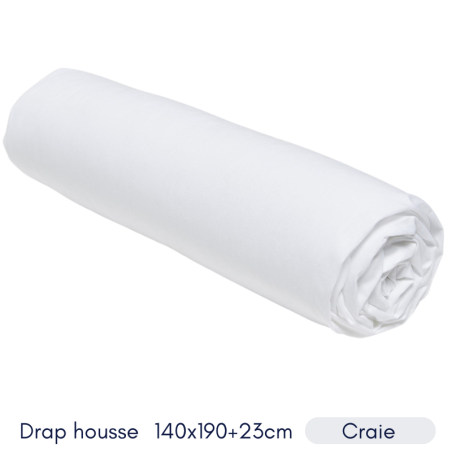 Drap Housse 140X190+23 2 personnes Coton 57 fils Craie