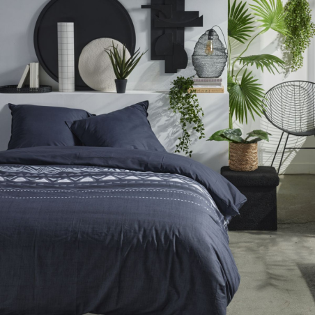 Parure de lit Mawira Noire 240x260 cm - Reconditionné