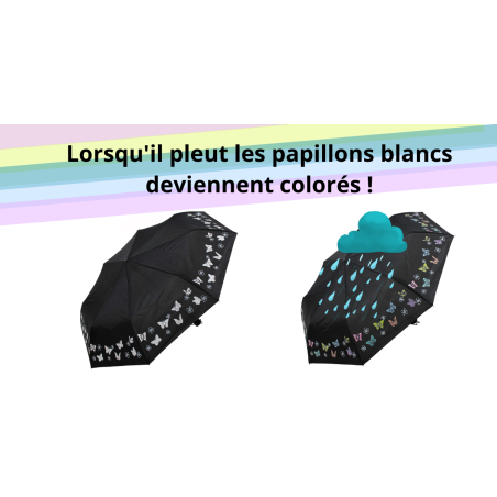 Parapluie pliant Papillons Neyrat à couleurs changeantes avec la pluie