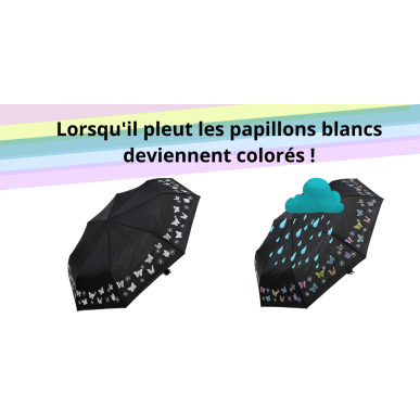 Parapluie pliant Papillons Neyrat à couleurs changeantes avec la pluie