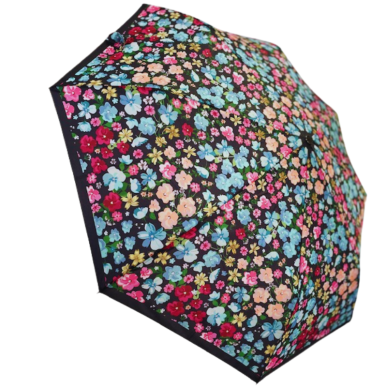 Parapluie pliant petites fleurs Neyrat noir, bleu ou rouge